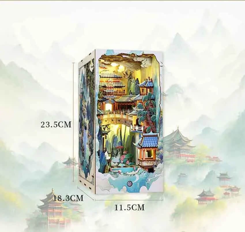 Tiny Miniature Book Shelf Insert with Detailed Furniture and Decor