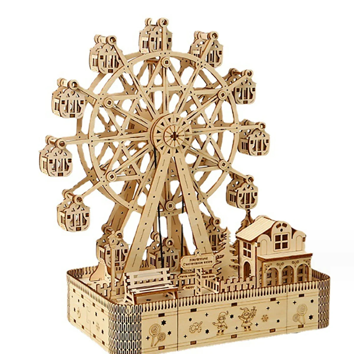 Mechanical ferris wheel wooden puzzle for adults and kids