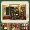 Cutebee Owl Bookstore doll house with miniature bookshelves and furniture details