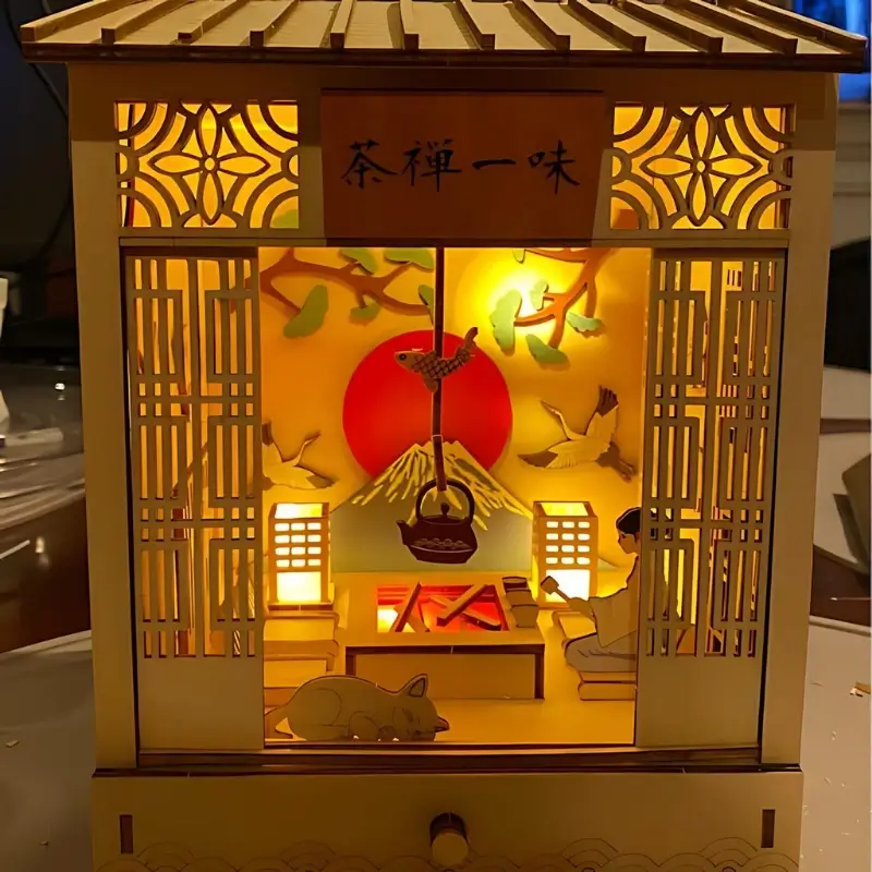 DIY Miniature Wooden Dollhouse Kit with LED Lights and Furniture Creative Toy Gift