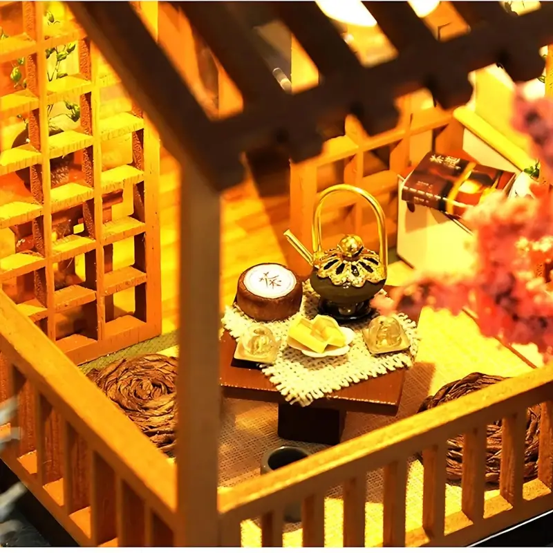 Handmade DIY Wooden Dollhouse with Furniture and Light Kit Miniature Home Decoration