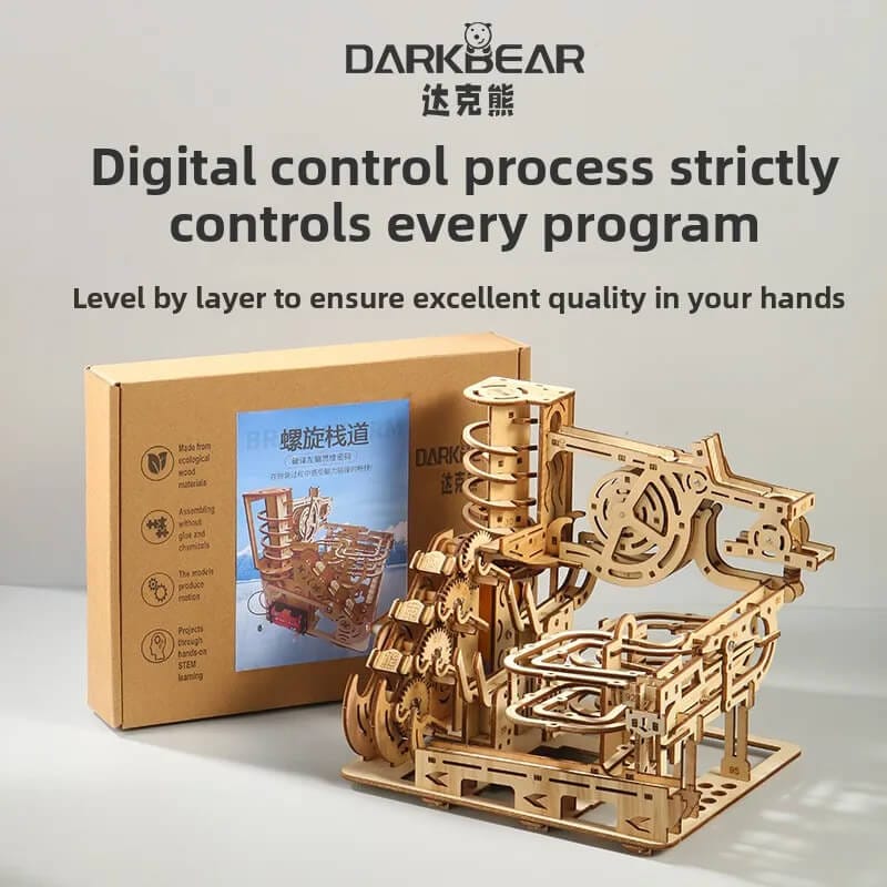 Wooden marble run science toy for kids and adults