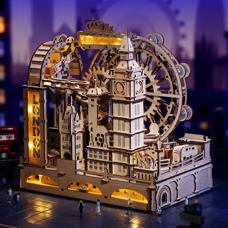 3D Wooden Puzzle Kit – London Landmark Model with Lights