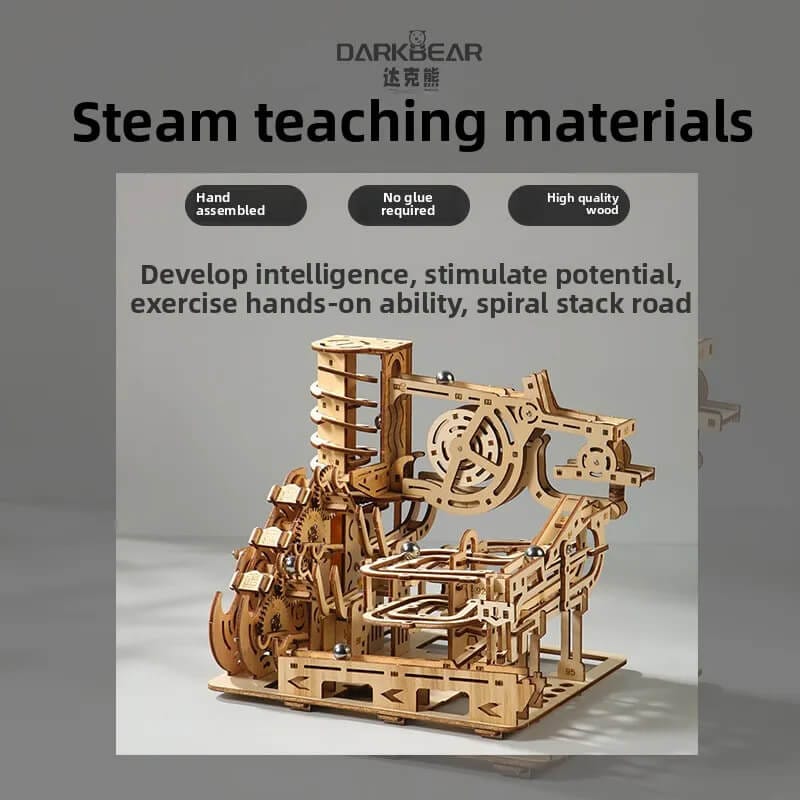 DIY wooden mechanical model marble run gift for kids