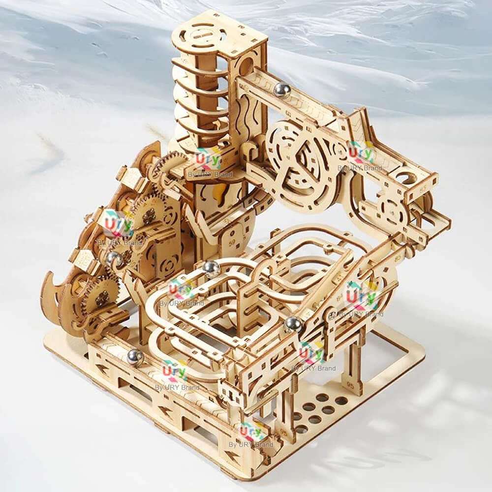 3D wooden puzzle marble electric catapult track set